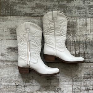 White leather Steve Madden cowgirl boots